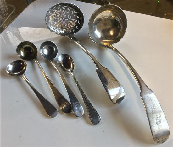 Small silver- 2 sifting ladles and other ladles